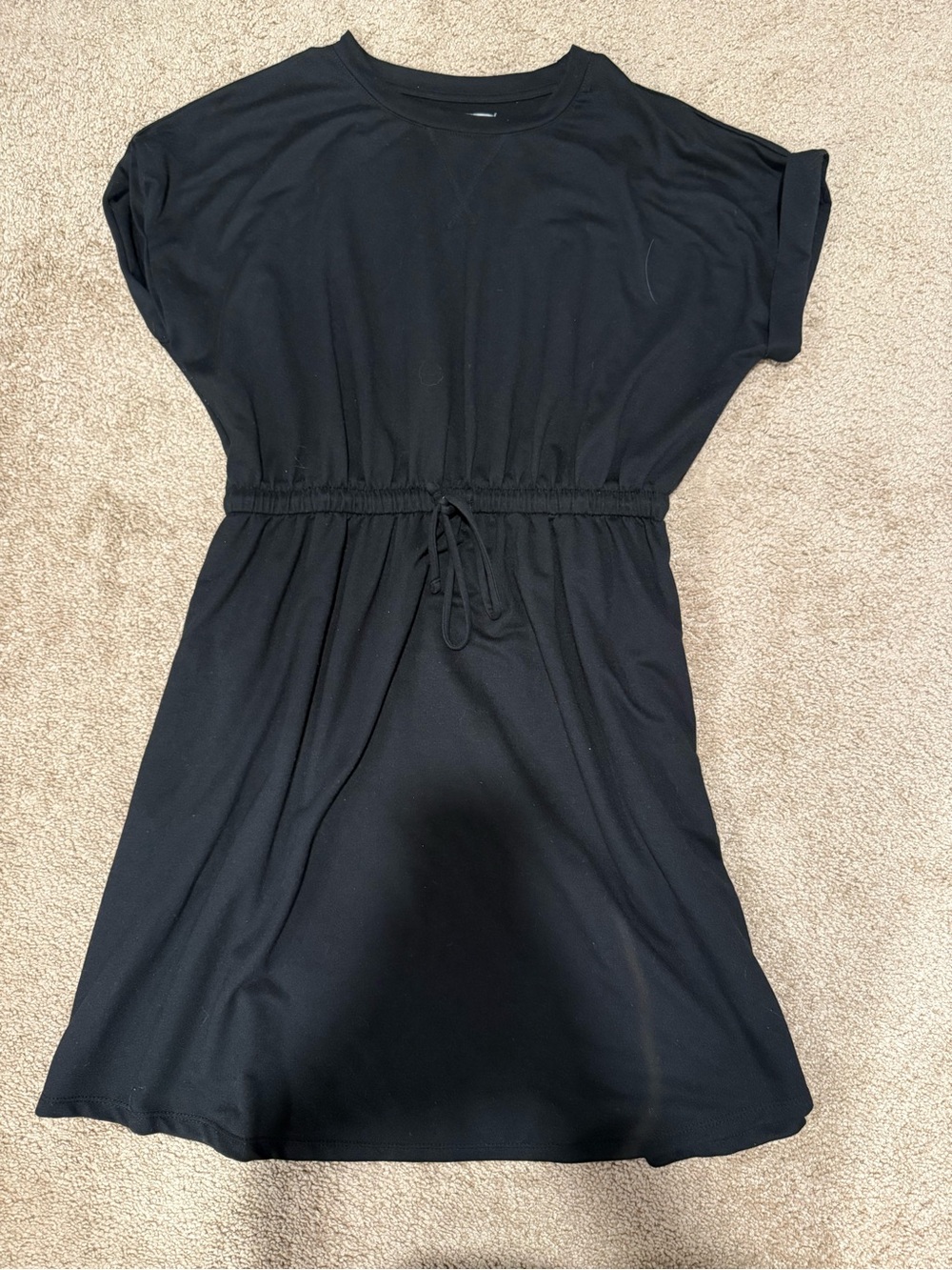 Everyday Black Drawstring Waist Mini Dress